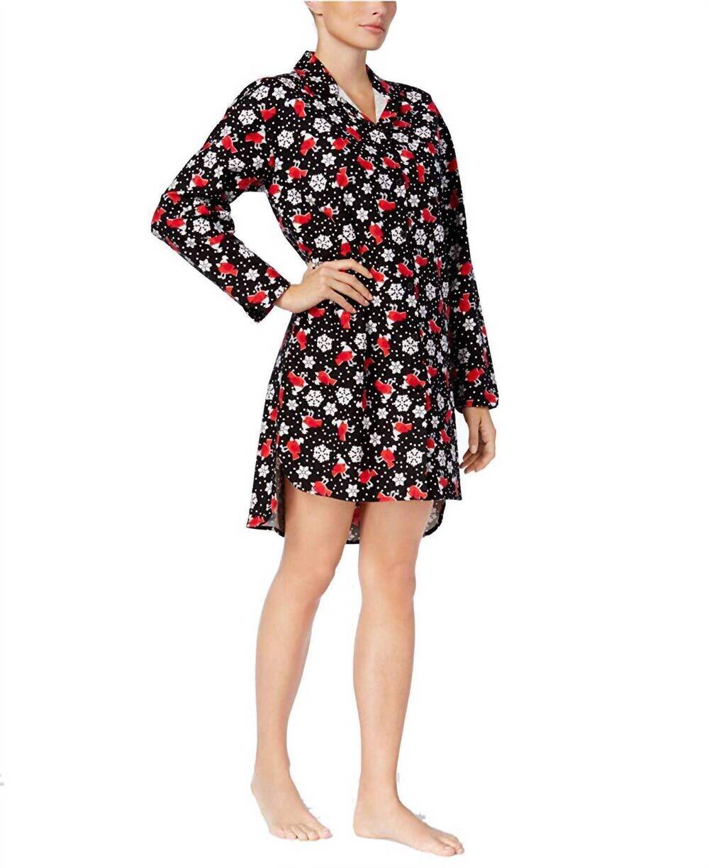 NEW CHARTER CLUB LUXURY cotton holiday bird print flannel sleepshirt in holiday